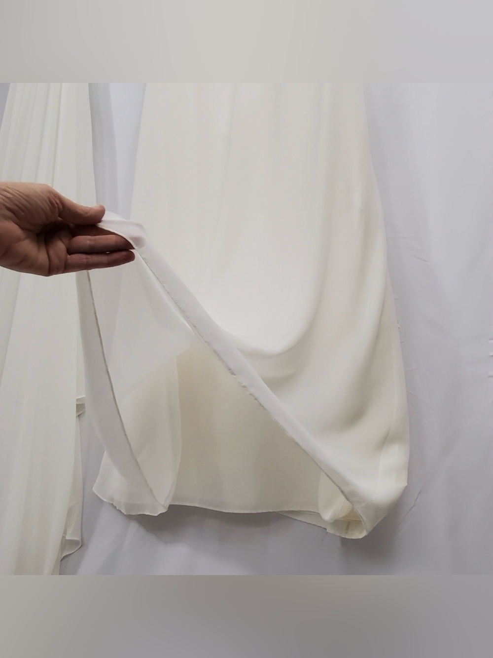 Vintage Off White Satin Wedding Dress Spaghetti Straps Beaded Size M - Picture 8 of 11